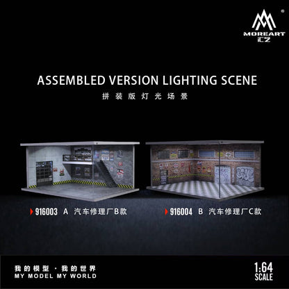 ELŐRENDELÉS - #MO916003 - Assembly Diorama Parking Lot Theme with LED Light Auto Garage Livery - B