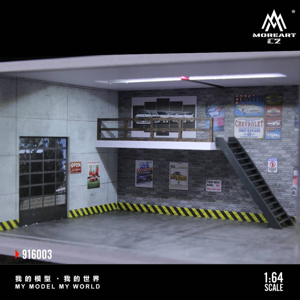 ELŐRENDELÉS - #MO916003 - Assembly Diorama Parking Lot Theme with LED Light Auto Garage Livery - B