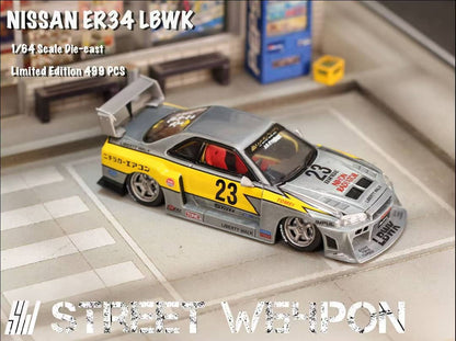ELŐRENDELÉS - Street Warrior - Nissan Skyline GT-R R34 - LB, Super Silhouette ER34 - Open-Hood, Visible Engine Raw Lightning 23# Livery