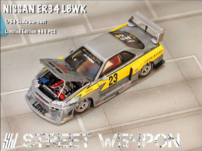 ELŐRENDELÉS - Street Warrior - Nissan Skyline GT-R R34 - LB, Super Silhouette ER34 - Open-Hood, Visible Engine Raw Lightning 23# Livery