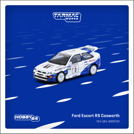 ELŐRENDELÉS - #TC-T64-081-93RDF03 - Ford Escort RS Cosworth - #3 Francois Delecour / Daniel Grataloup - Tour de Corse Rallye de France Winner, White/Blue