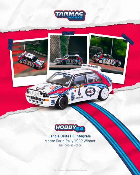ELŐRENDELÉS - #TC-T64-049-92MCR04 - Lancia Delta HF Integrale Monte Carlo Rally 1992 Winner - Didier Auriol / Bernard Occelli, Blue White Red