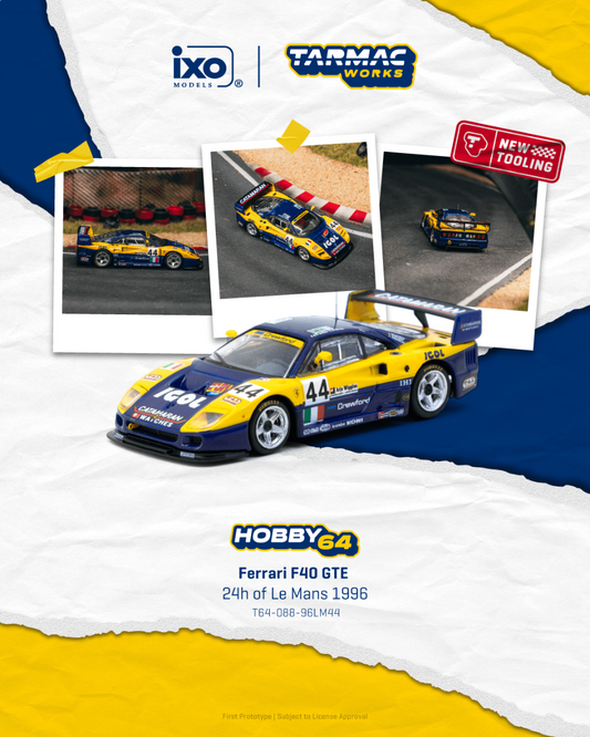 ELŐRENDELÉS - #TC-T64-088-96LM44 - Ferrari F40 GTE 24h of Le Mans 1996 -  Luciano Della Noce / Anders Olofsson / Carl Rosenblad, Blue Yellow