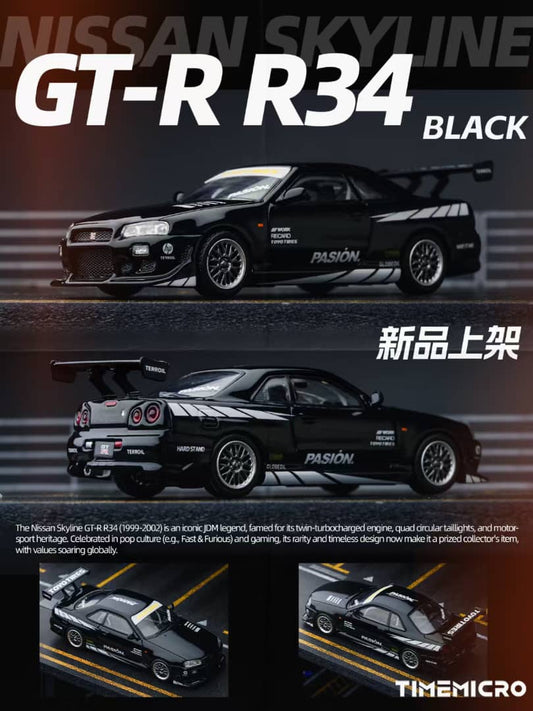 ELŐRENDELÉS - Time Micro - #TM800504 - C-West - Nissan Skyline GT-R R34, Black Passion